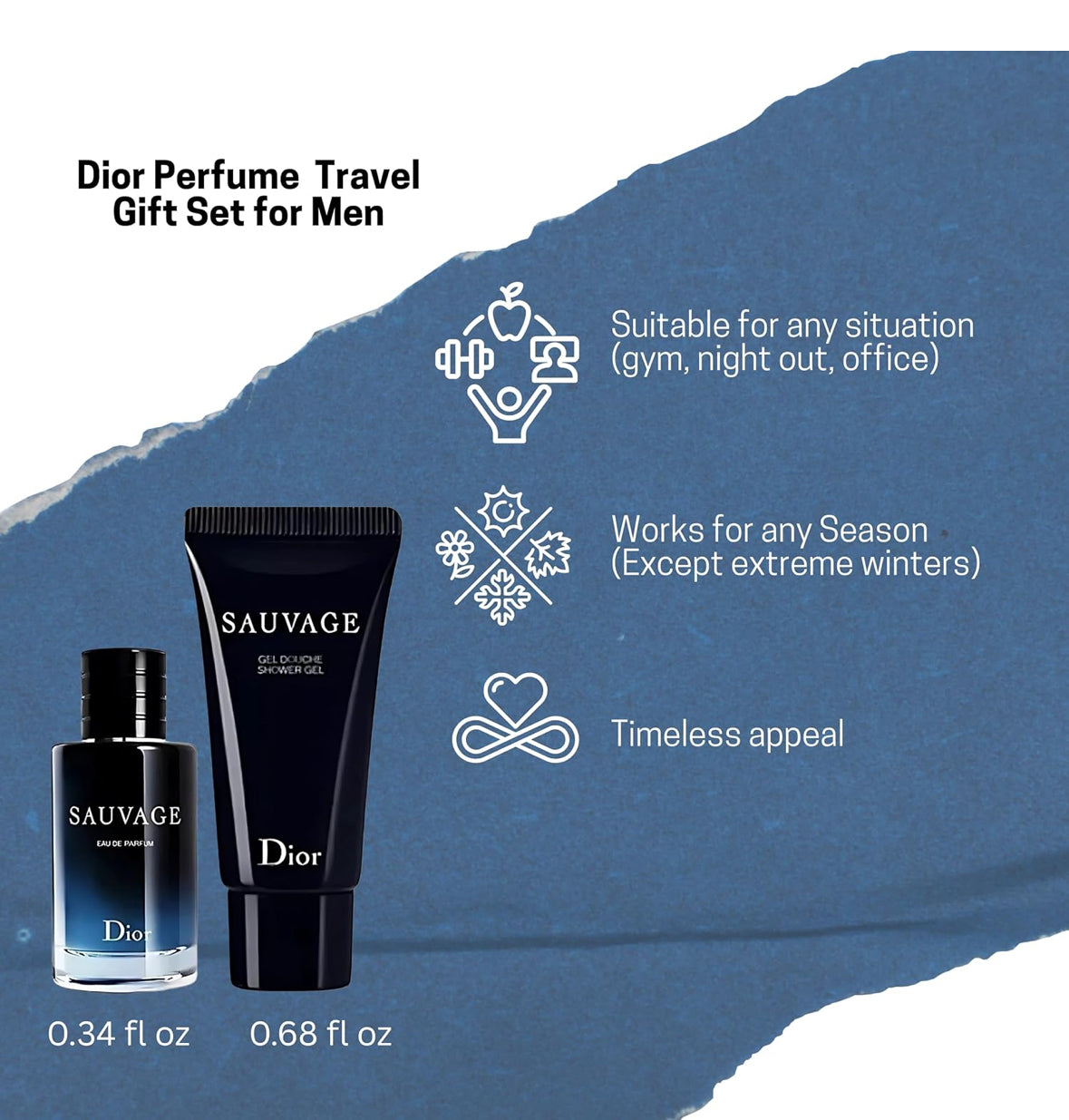 Dior Sauvage Perfume for Men – Mini Fragrance Gift Set EDP & Shower Gel Duo Travel Set