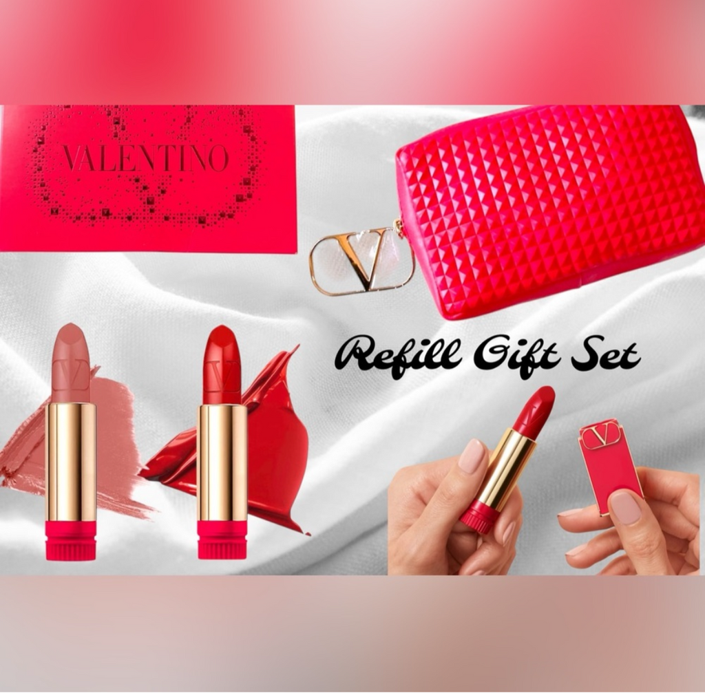 Valentino Rosso Couture Pouch Lipstick Set - 2 Lipstick refills + 1 Case