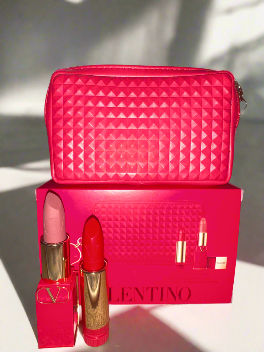Valentino Rosso Couture Pouch Lipstick Set - 2 Lipstick refills + 1 Case